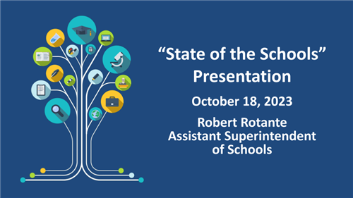 state of the schools presentation cover showing tree with subject areas